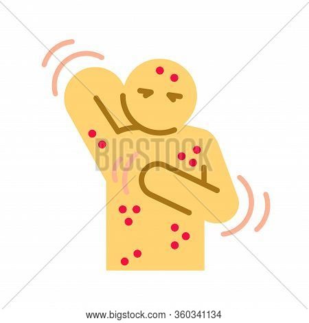 Allergy Symptoms Flat Color Icon. Skin Rash. Dermatological Diseases. Itchy Spots On Body. Sign For 