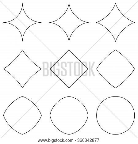 Set Geometric Shapes, Transition From Star To Circle And Square, Vector Geometric Shapes For Design,