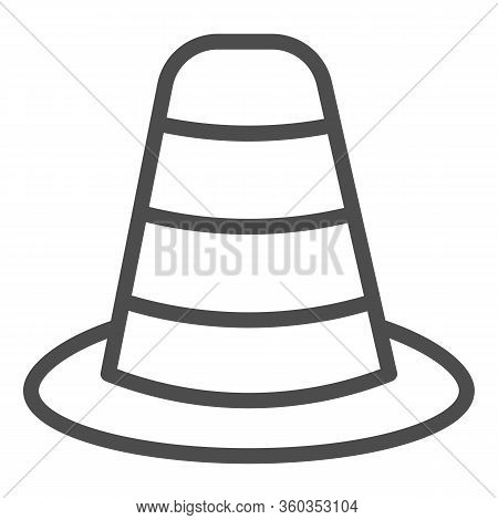 Cone Divider On The Road Line Icon. Traffic Cone Outline Style Pictogram On White Background. Emerge