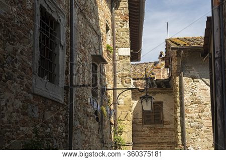 Old Typical Square Of Anghiari, Historic City In Arezzo Province, Tuscany, Italy