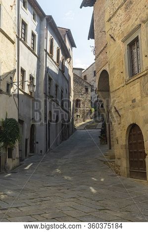 Old Typical Street Of Anghiari, Historic City In Arezzo Province, Tuscany, Italy