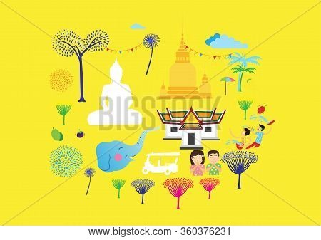 Bangkok City. Amazing Thailand. Vector Illustration, Travel,