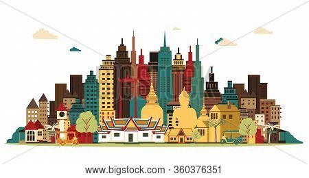 Bangkok City. Amazing Thailand. Vector Illustration, Travel,