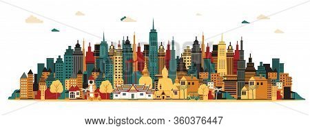 Bangkok City. Amazing Thailand. Vector Illustration, Travel,