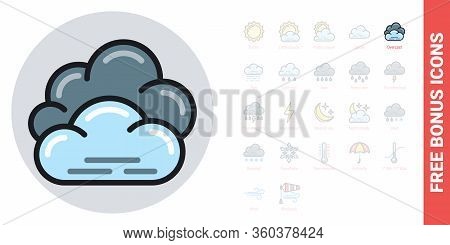 Overcast, Cloudiness Or Nebulosity Icon For Weather Forecast Application Or Widget. Clouds Close Up.