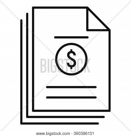 Money Business Papers Icon. Outline Money Business Papers Vector Icon For Web Design Isolated On Whi