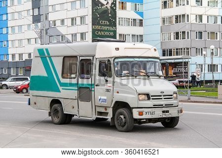 Novyy Urengoy, Russia - August 6, 2012: Small Cargo Van Kavz 3244 Bychok In The City Street.