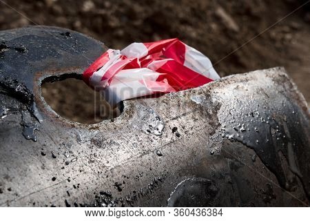 repair and replacement main pipeline of heating systems, district heating pipes network, water supply or Sewerage in city, removing old pipes and replacing them with new ones in a hole in the ground