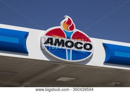 Noblesville - Circa April 2020: Amoco Gas And Fuel Station. Amoco Is A Division Of Bp.