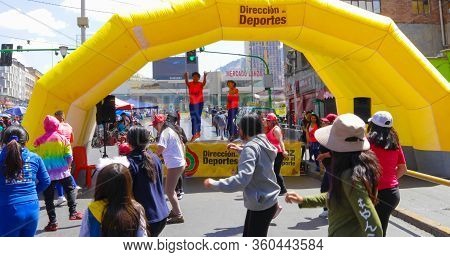 La Paz Bolivia August 26, People Dances In The Historic Center During The Pedestrian Day. Shoot On A