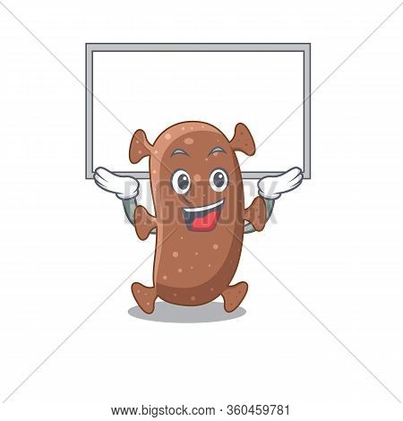 Mascot Design Of Actinomyces Israelii Lift Up A Board