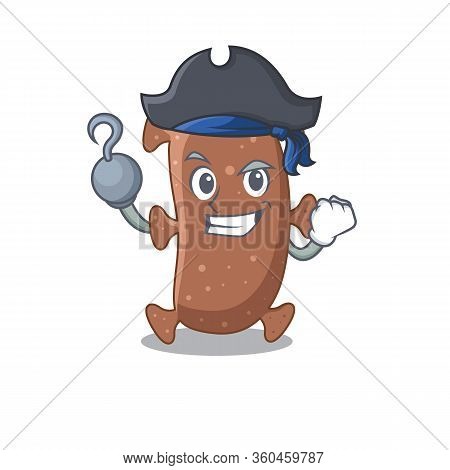 Actinomyces Israelii Cartoon Design Style As A Pirate With Hook Hand And A Hat