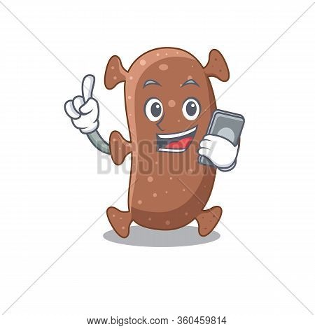 Actinomyces Israelii Cartoon Character Speaking On Phone