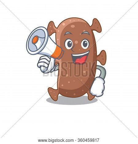 Cartoon Character Of Actinomyces Israelii Having A Megaphone