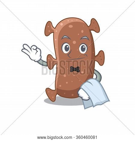 A Cartoon Character Of Actinomyces Israelii Waiter Working In The Restaurant