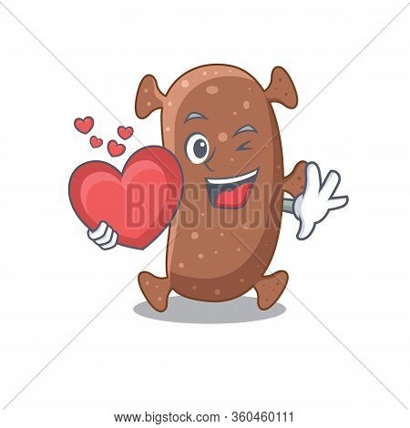 A Sweet Actinomyces Israelii Cartoon Character Style With A Heart