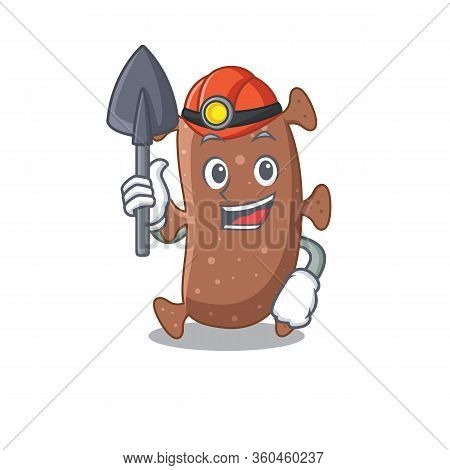 Actinomyces Israelii Miner Cartoon Design Concept With Tool And Helmet
