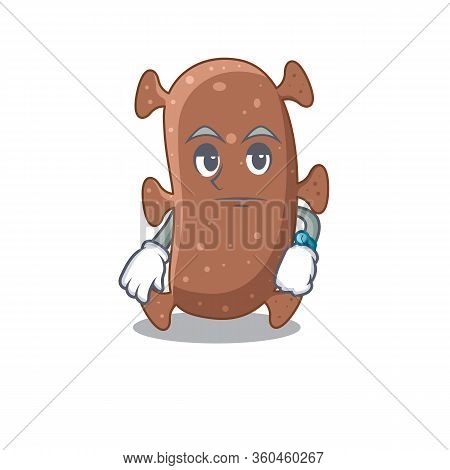 Mascot Design Of Actinomyces Israelii Showing Waiting Gesture