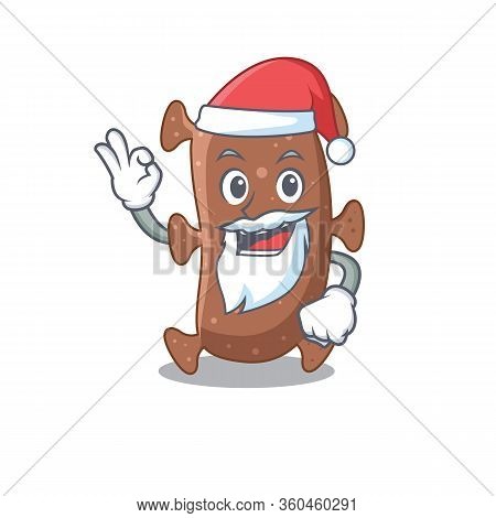 Actinomyces Israelii Santa Cartoon Character With Cute Ok Finger