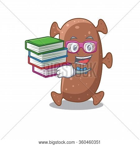 A Diligent Student In Actinomyces Israelii Mascot Design Concept With Books