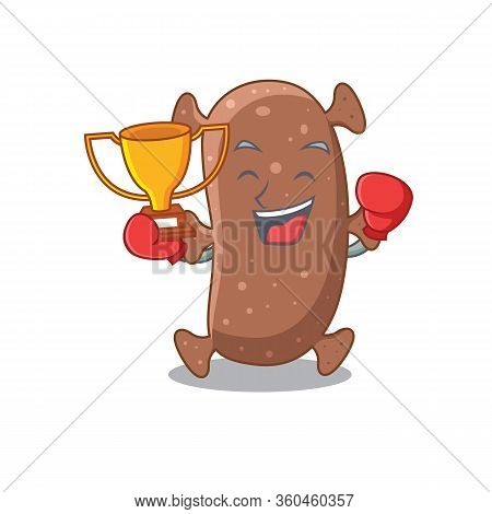 An Elegant Boxing Winner Of Actinomyces Israelii Mascot Design Style