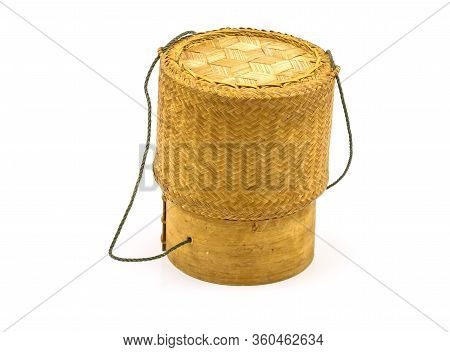 Thai -laos Bamboo Sticky Rice Container On White Background