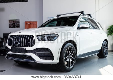Novosibirsk/ Russia - April 06, 2020:  Mercedes-benz Gle Mid-range Luxury Suv. New Expensive  Modern