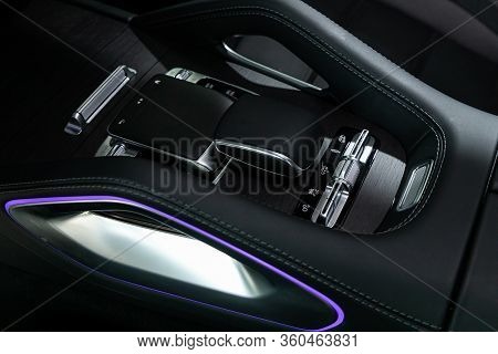 Novosibirsk/ Russia - April 06, 2020: Mercedes-benz Gle-class, Close-up View Of The Automatic Gearbo