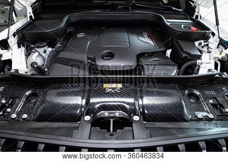 Novosibirsk/ Russia - April 06, 2020: Mercedes-benz Gle-class, Closeup Of A Clean Motor Block, . Int