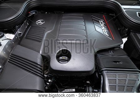 Novosibirsk/ Russia - April 06, 2020: Mercedes-benz Gle-class, Closeup Of A Clean Motor Block, . Int