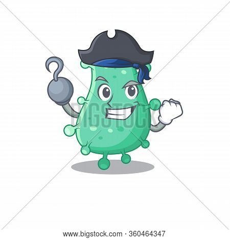 Agrobacterium Tumefaciens Cartoon Design Style As A Pirate With Hook Hand And A Hat