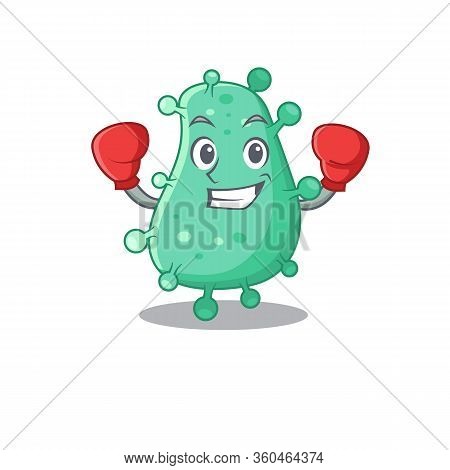 A Sporty Boxing Athlete Mascot Design Of Agrobacterium Tumefaciens With Red Boxing Gloves