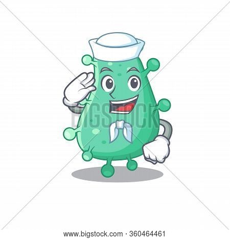 Sailor Cartoon Character Of Agrobacterium Tumefaciens With White Hat