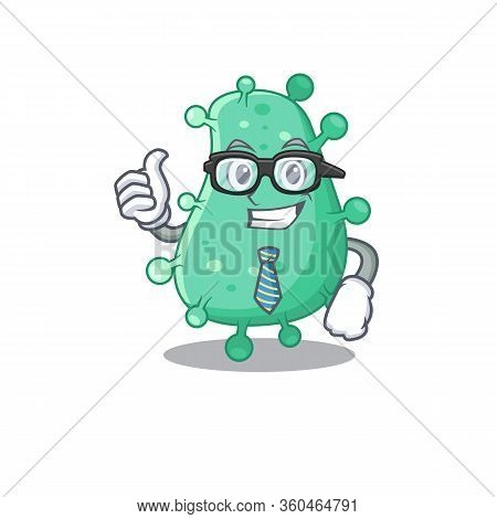 An Elegant Agrobacterium Tumefaciens Businessman Mascot Design Wearing Glasses And Tie