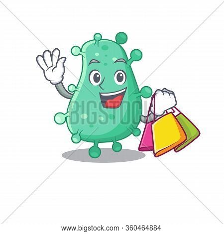 Rich And Famous Agrobacterium Tumefaciens Cartoon Character Holding Shopping Bags