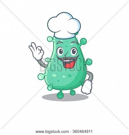 Agrobacterium Tumefaciens Chef Cartoon Design Style Wearing White Hat