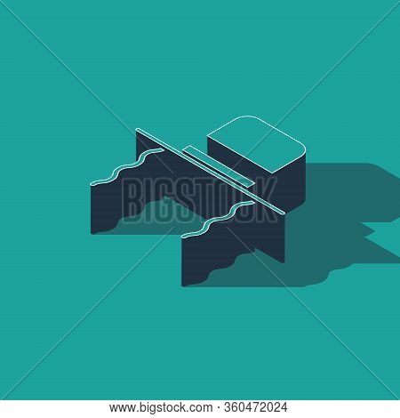 Isometric Orthodox Jewish Hat With Sidelocks Icon Isolated On Green Background. Jewish Men In The Tr