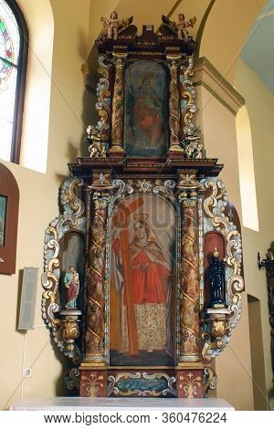 LAZ, CROATIA - JULY 14, 2014: Saint Helena altar at Saint Andrew's Church in Laz, Croatia