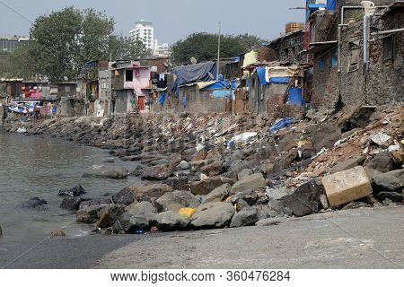 MUMBAI, INDIA - FEBRUARY 13, 2020: Colaba Fishing Village, southern end of Mumbai city, India