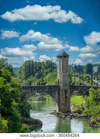 Orthez Old Bridge In The French Pyrenees