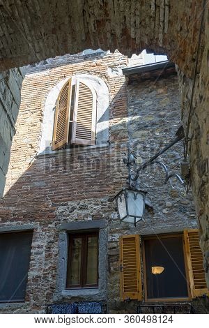 Old Typical Square Of Anghiari, Historic City In Arezzo Province, Tuscany, Italy
