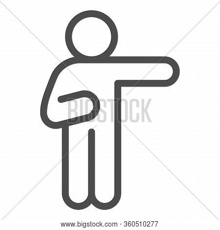 Man Pointing With Right Arm Line Icon. Man Raise A Hand Pointing To The Right Outline Style Pictogra