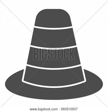 Cone Divider On The Road Solid Icon. Traffic Cone Glyph Style Pictogram On White Background. Emergen