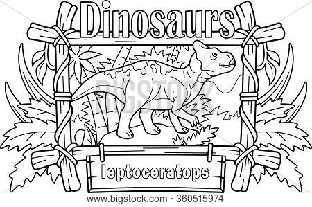 Cartoon Prehistoric Dinosaur Leptoceratops, Coloring Book, Funny Illustration
