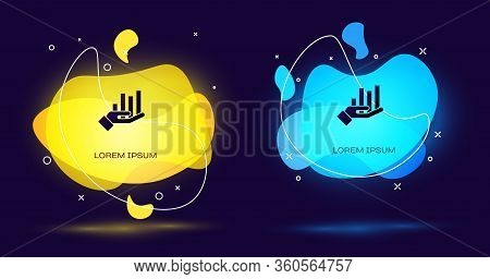 Black Pie Chart Infographic Icon Isolated On Black Background. Diagram Chart Sign. Abstract Banner W