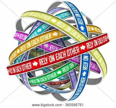 Rely on Each Other Depend Teamwork Help Through Crisis 3d Illustration