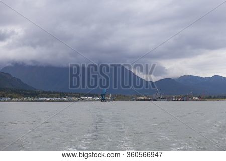 Seward City Center And Waterfront In Fall, Seward, Kenai Peninsula, Alaska, Usa. Seward Is A City Lo
