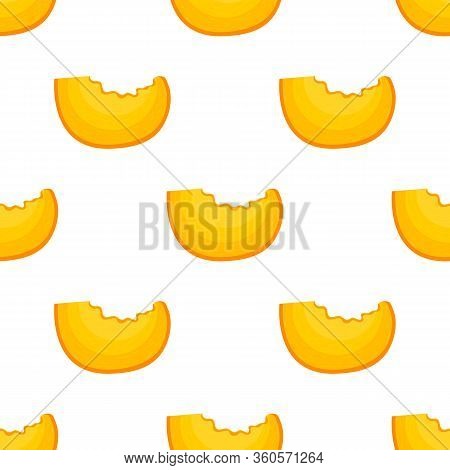 Saemless Pattern With Cartoon Detailed Exotic Cut Slice Peach On White Background. Summer Fruits For