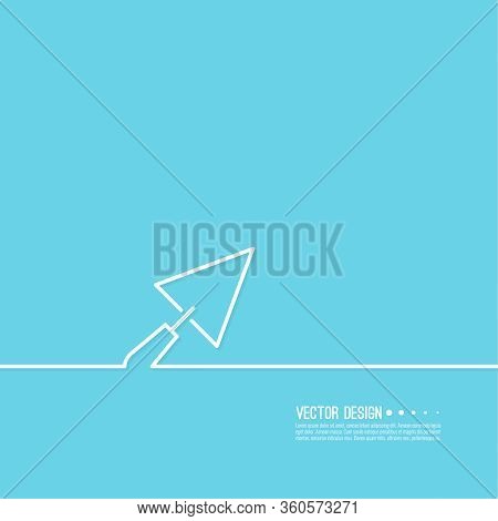 Construction Trowel Working Tool For Masonry Walls. Vector Illustration On A Blue Background.