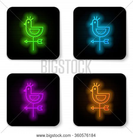 Glowing Neon Line Rooster Weather Vane Icon Isolated On White Background. Weathercock Sign. Windvane